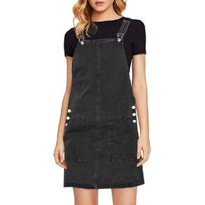 luvamia Women's Casual Straps Denim Overall Pinafore Dress with Pockets 2024