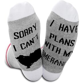 GJTIM 2PAIRS Funny Pomeranian Gift Sorry I Can't I Have Plans With My Pomeranian Dog Lover Dog Owner Socks