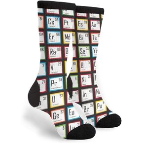 Science Fair Periodic Table Insulated Men Women Casual Crazy Funny Athletic Fancy Novelty Graphic Crew Tube Socks Moisture Wicking Gift