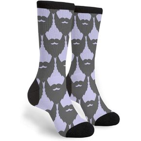 NGFF Beard Pattern Men Women Casual Crazy Funny Athletic Fancy Novelty Graphic Crew Tube Socks Moisture Wicking Gift