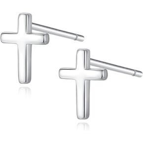 925 Sterling Silver Cross Earrings for Women, Small 14k Gold Plated Cubic Zirconia Earrings Studs Hypoallergenic for Women Teen Girls Gifts