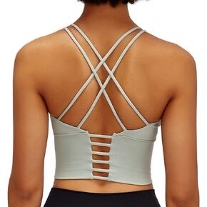 Nanomi Beauty Womens Padded Strappy Sports Bra Workout Running Yoga Tops