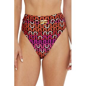 Trina Turk Women's Standard Echo Belted High Waist Bikini Bottom, Cheeky Coverage, Swimwear Separates