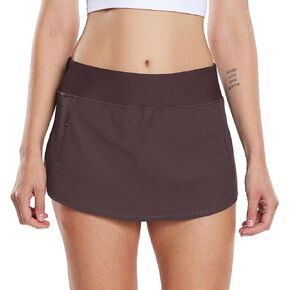Willit Womens Swim Skirt Athletic Bathing Suit Skorts Skirts Swimsuit Bottoms with Zipper Pocket