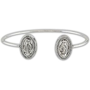 Needzo Religious Gifts Our Lady of Grace Bracelet with Silver Tone Miraculous Medals, Faith Bracelets for Women or Girls, Inspirational Jewelry, One Size Fits Most, Adjustable Bangle in Saudi Arabia