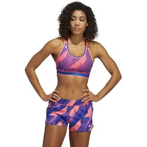 adidas womens Dont Rest Alphaskin Q1 Print Bra Signal Pink/Royal Blue Medium