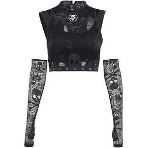 XCJIKUKE Womens Gothic Crop Top Goth Grunge Lace Tank Tops Punk Y2k Cami Alt Shirts Streetwear Casual Camisole