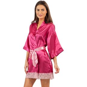 Ashford & Brooks Women's Satin Kimono Bridesmaid Short Robe - Silky Bathrobe with Pockets - Perfect Bridal Shower Gift