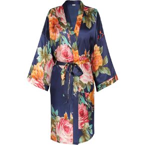 SUGAR JAN Women's Silk Floral Robe for Bride Bridesmaid Short Lightweight Kimono Bathrobe Loungewear in Kuwait