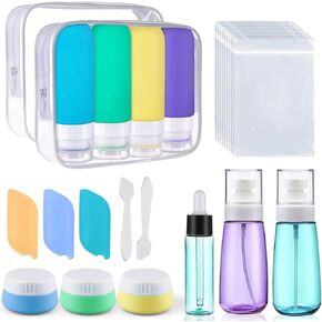 مجموعة حاويات السفر من Cosywell لمستلزمات التجميل، مجموعة زجاجات السفر، معتمدة من إدارة أمن المواصلات الأمريكية، خالية من مادة BPA، 3 أونصة 3.4 أونصة، زجاجات بحجم السفر مقاومة للتسرب مع حقيبة أدوات الزينة لمستحضرات التجميل، كريم السوائل، أدوات الزينة in Kuwait