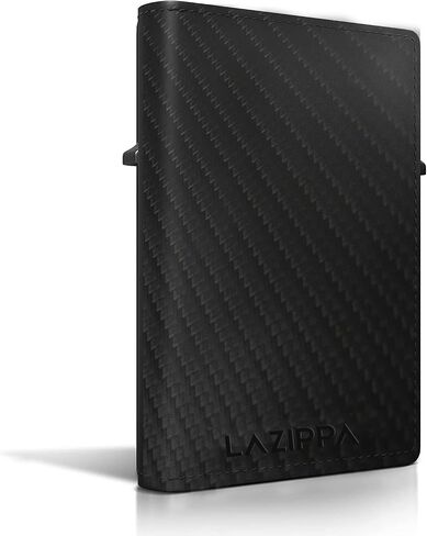 محفظة LAZIPPA الذكية AirTag للرجال بحجم الجيب، محفظة AirTag صغيرة الحجم مع حامل تعقب، محفظة جلدية مع حجب RFID، محفظة أنيقة نحيفة وحامل بطاقات مع نقود (أسود كربوني) in Saudi Arabia
