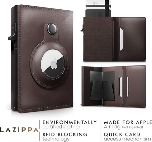 محفظة LAZIPPA الذكية AirTag للرجال بحجم الجيب، محفظة AirTag صغيرة الحجم مع حامل تعقب، محفظة جلدية مع حجب RFID، محفظة أنيقة نحيفة وحامل بطاقات مع نقود (أسود كربوني) in Saudi Arabia