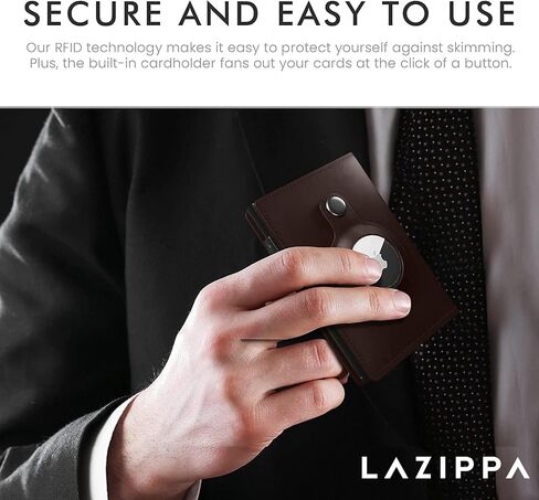 محفظة LAZIPPA الذكية AirTag للرجال بحجم الجيب، محفظة AirTag صغيرة الحجم مع حامل تعقب، محفظة جلدية مع حجب RFID، محفظة أنيقة نحيفة وحامل بطاقات مع نقود (أسود كربوني) in Saudi Arabia