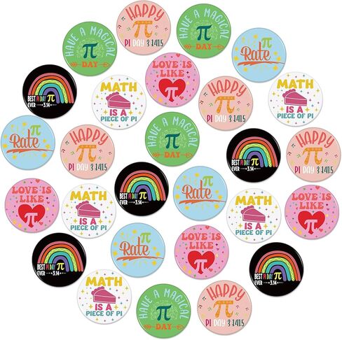 60 Pcs Pi Day Badges Math Pi Sign Round Pins Brooch Button Pin for Men Women Science Lapel Badges for Clothing Bag Backpack Hat Decor Back to School Gift in Kuwait