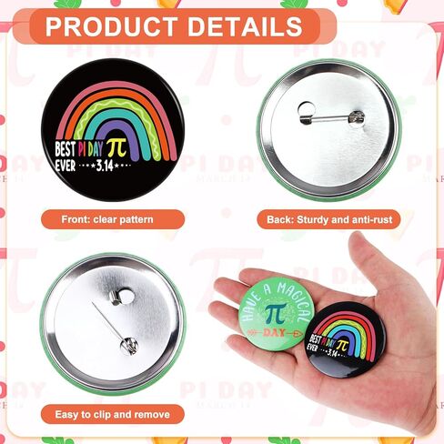 60 Pcs Pi Day Badges Math Pi Sign Round Pins Brooch Button Pin for Men Women Science Lapel Badges for Clothing Bag Backpack Hat Decor Back to School Gift in Kuwait