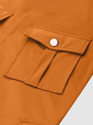 Flamingals Butt Lifting Leggings with Flap Pockets Workout Cargo Leggings for Women Orange S in Saudi Arabia