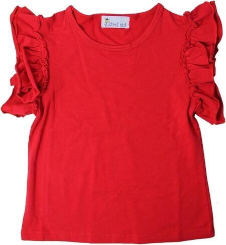 Kirei Sui Girls Christmas Red Ruffles Short Sleeve Tee Shirt in Kuwait
