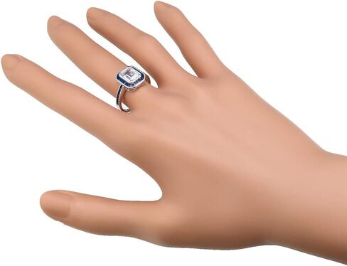 Lavencious Royal Halo Clear & Blue Spinel CZ Engagement Rings in 925 Sterling Silver Size 5 to 10 in Kuwait