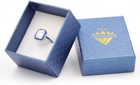 Lavencious Royal Halo Clear & Blue Spinel CZ Engagement Rings in 925 Sterling Silver Size 5 to 10 in Kuwait