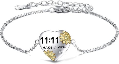 POPLYKE Sterling Silver Sunflower Heart Adjustable Make A Wish Bracelet for Women Bracelet Gifts for Girls in Saudi Arabia