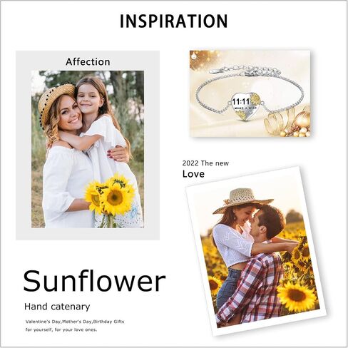 POPLYKE Sterling Silver Sunflower Heart Adjustable Make A Wish Bracelet for Women Bracelet Gifts for Girls in Saudi Arabia