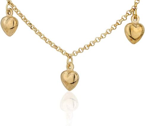 18K Gold Plated Jewelry - Dangling Multi Hearts Charm Bracelet - Beautifully handcrafted for Women - 7" long + 1" extender in Saudi Arabia