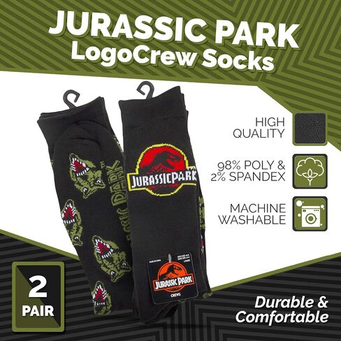 Universal Men's Jurassic Park 2 Pack Crew Socks in Saudi Arabia