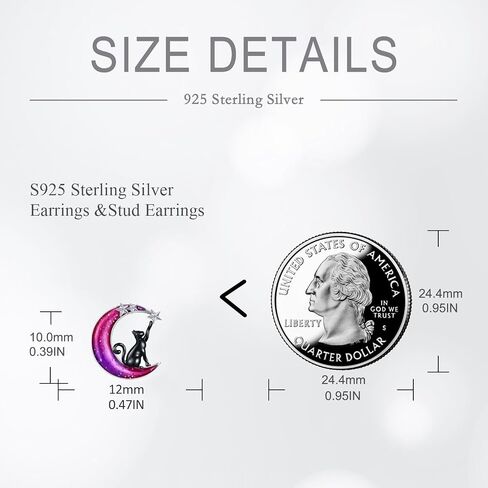 VONALA Moon Cat Earrings for Women 925 Sterling Silver Cat Stud Earrings for Girls Animal Earrings Gifts in Saudi Arabia