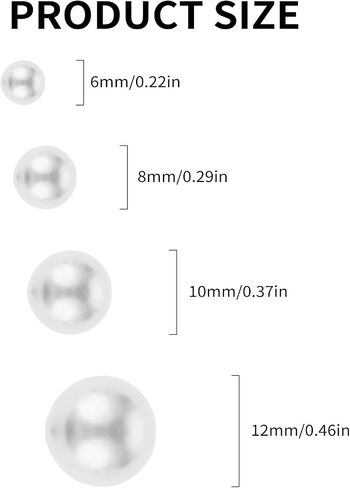 12 Pairs Faux Pearl Stud Earrings Round Ball Beads Stud Earrings Stainless Steel Imitation Pearl Earrings for Women Girls (6MM 8MM 10MM 12MM) in Saudi Arabia