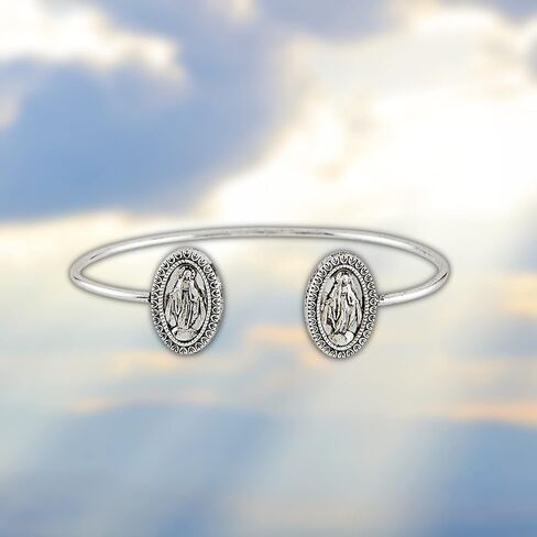 Needzo Religious Gifts Our Lady of Grace Bracelet with Silver Tone Miraculous Medals, Faith Bracelets for Women or Girls, Inspirational Jewelry, One Size Fits Most, Adjustable Bangle in Saudi Arabia