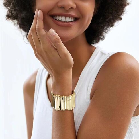LENDPLEX أساور أساور ذهبية للنساء، أساور واسعة مكتنزة مطلية بالذهب عيار 18 قيراط، أساور ملفوفة على شكل ثعبان غير منتظمة، سوار معصم ملفوف in Kuwait