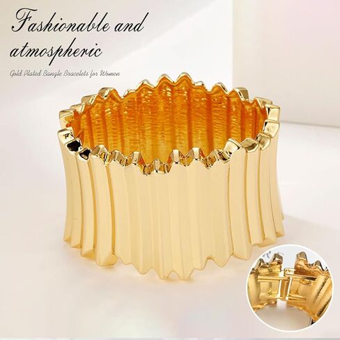 LENDPLEX أساور أساور ذهبية للنساء، أساور واسعة مكتنزة مطلية بالذهب عيار 18 قيراط، أساور ملفوفة على شكل ثعبان غير منتظمة، سوار معصم ملفوف in Kuwait