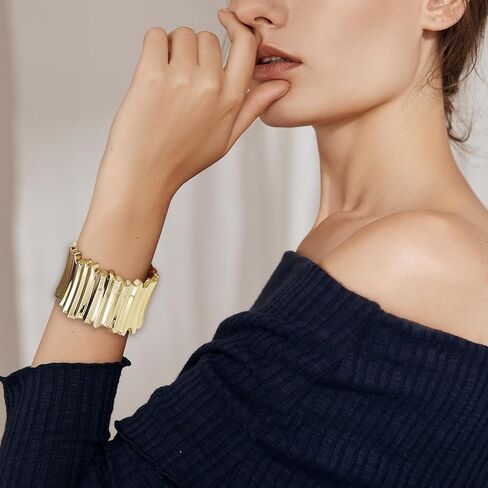 LENDPLEX أساور أساور ذهبية للنساء، أساور واسعة مكتنزة مطلية بالذهب عيار 18 قيراط، أساور ملفوفة على شكل ثعبان غير منتظمة، سوار معصم ملفوف in Kuwait