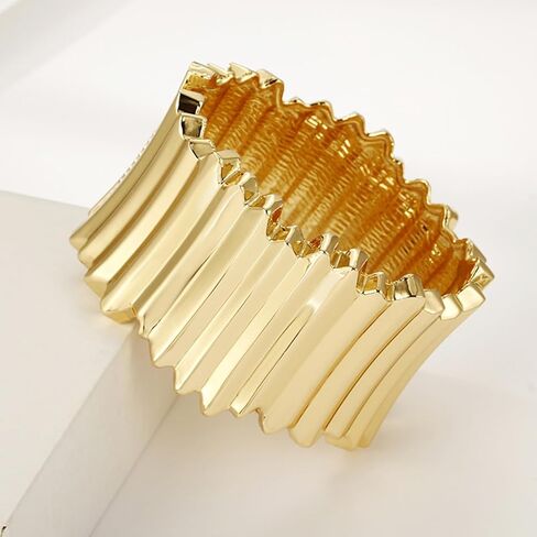 LENDPLEX أساور أساور ذهبية للنساء، أساور واسعة مكتنزة مطلية بالذهب عيار 18 قيراط، أساور ملفوفة على شكل ثعبان غير منتظمة، سوار معصم ملفوف in Kuwait