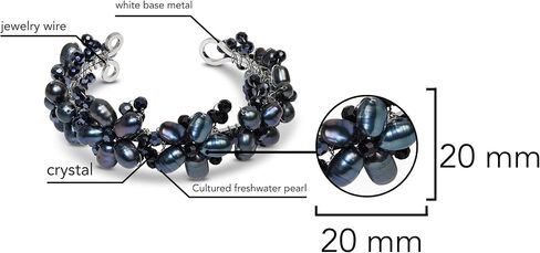 AeraVida Cool Refined Cultured Freshwater Black Pearl Flower Embellishment Chic Cuff Bracelet in Saudi Arabia