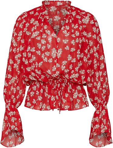 Derek Lam Collective Rent The Runway Pre-Loved Red Tie Waist Long Sleeve Blouse in Saudi Arabia
