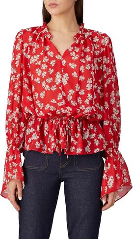 Derek Lam Collective Rent The Runway Pre-Loved Red Tie Waist Long Sleeve Blouse in Saudi Arabia