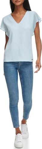 Calvin Klein Women's Chiffon Flutter Sleeve Blouse Top in Saudi Arabia