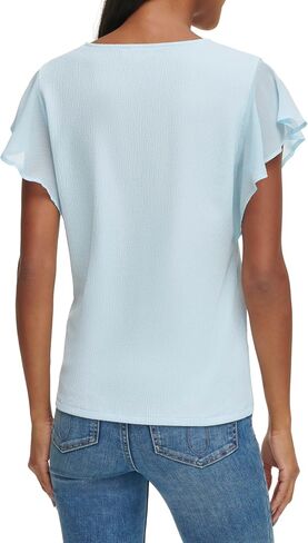 Calvin Klein Women's Chiffon Flutter Sleeve Blouse Top in Saudi Arabia