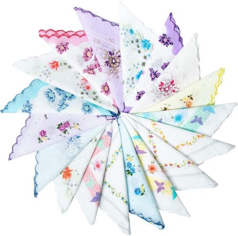 CoCoUSM Womens Vintage Floral Print Cotton handkerchiefs Bulk in Saudi Arabia