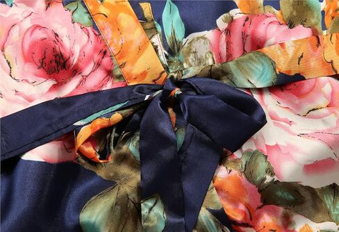 SUGAR JAN Women's Silk Floral Robe for Bride Bridesmaid Short Lightweight Kimono Bathrobe Loungewear in Kuwait