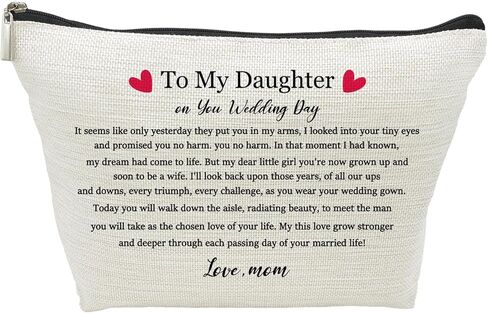 تذكار العروس من الأم إلى حقيبة مكياج ابنتي، هدية لحفل زفاف الابنة، هدية زفاف للعروس من الأم، هدية حفل الزفاف، حقيبة إكسسوارات السفر لمستحضرات التجميل هدايا للابنة in Kuwait