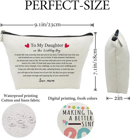 تذكار العروس من الأم إلى حقيبة مكياج ابنتي، هدية لحفل زفاف الابنة، هدية زفاف للعروس من الأم، هدية حفل الزفاف، حقيبة إكسسوارات السفر لمستحضرات التجميل هدايا للابنة in Kuwait