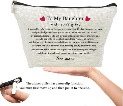 تذكار العروس من الأم إلى حقيبة مكياج ابنتي، هدية لحفل زفاف الابنة، هدية زفاف للعروس من الأم، هدية حفل الزفاف، حقيبة إكسسوارات السفر لمستحضرات التجميل هدايا للابنة in Kuwait