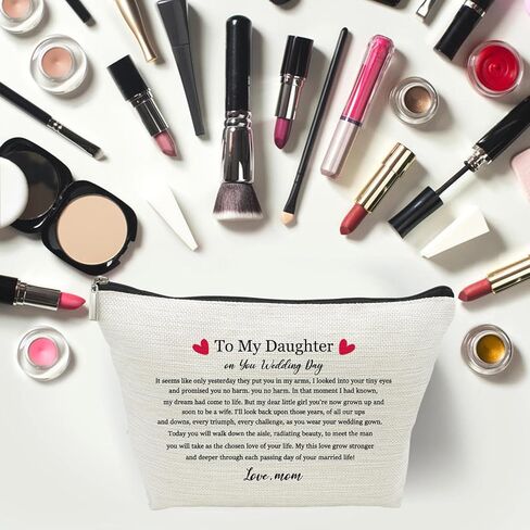تذكار العروس من الأم إلى حقيبة مكياج ابنتي، هدية لحفل زفاف الابنة، هدية زفاف للعروس من الأم، هدية حفل الزفاف، حقيبة إكسسوارات السفر لمستحضرات التجميل هدايا للابنة in Kuwait
