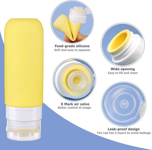 مجموعة حاويات السفر من Cosywell لمستلزمات التجميل، مجموعة زجاجات السفر، معتمدة من إدارة أمن المواصلات الأمريكية، خالية من مادة BPA، 3 أونصة 3.4 أونصة، زجاجات بحجم السفر مقاومة للتسرب مع حقيبة أدوات الزينة لمستحضرات التجميل، كريم السوائل، أدوات الزينة in Kuwait