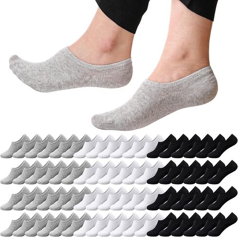 36 Pairs No Show Socks Cotton Non Slip Low Cut Socks Women Men Unisex Thick Cushion Running Mesh Athletic Socks Casual Invisible Liner Ankle Socks for Flats, White Gray Black in Saudi Arabia