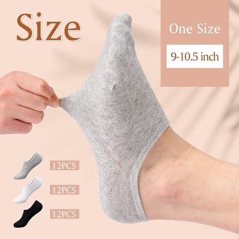 36 Pairs No Show Socks Cotton Non Slip Low Cut Socks Women Men Unisex Thick Cushion Running Mesh Athletic Socks Casual Invisible Liner Ankle Socks for Flats, White Gray Black in Saudi Arabia