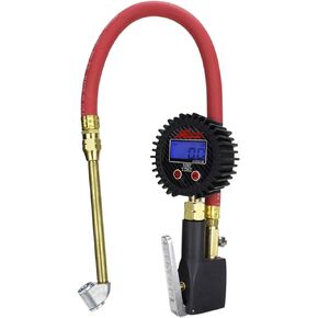 Milton S-530 Compact Digital Tire Inflator with Pressure Gauge, 255 PSI, Dual Head Air Chuck, 15" Hose, 2.5" Dial, 360 Swivel, Res: 0.1 Display, Backlit, Made in USA, Industrial Grade,Matte Black