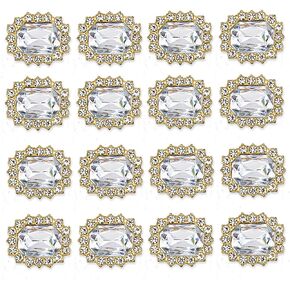 50 pcs Luxurious Rhinestone Embellishments Crystal Decoration Handcraft Button Gold Bottom DIY Project for Flower Headband Dress Accessory (Red)